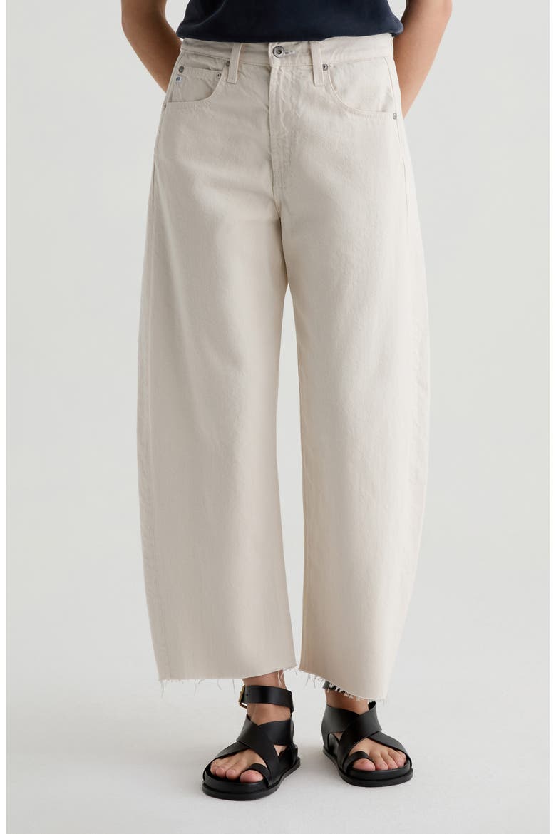 Hattie Raw Hem High Waist Crop Barrel Jeans, Main, color, OPAL STONE