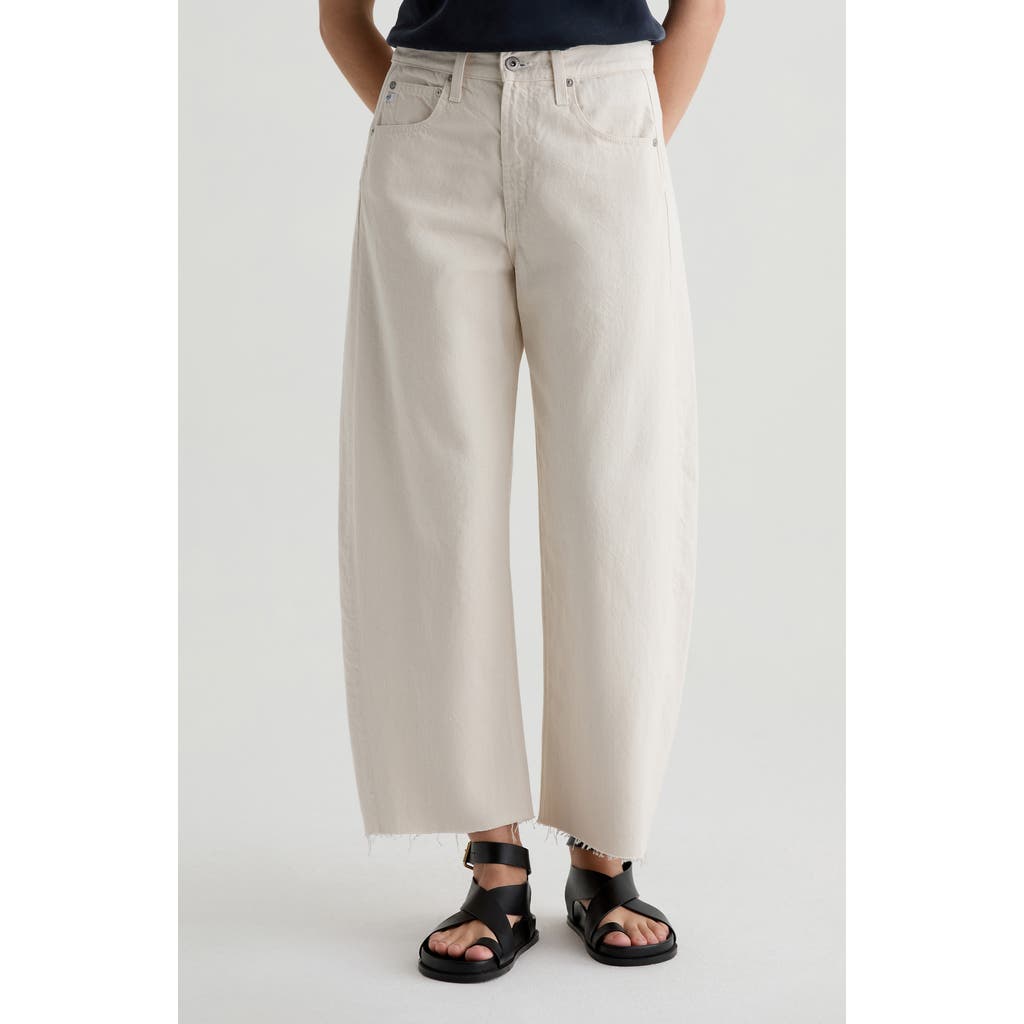 AG Hattie Raw Hem High Waist Crop Barrel Jeans in Opal Stone at Nordstrom, Size 30