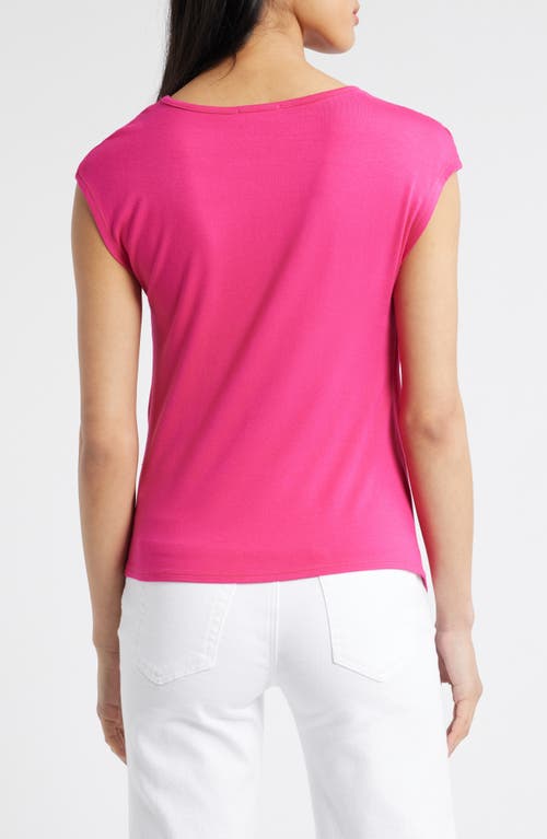 Loveappella Drape Asymmetric Top In Fuchsia