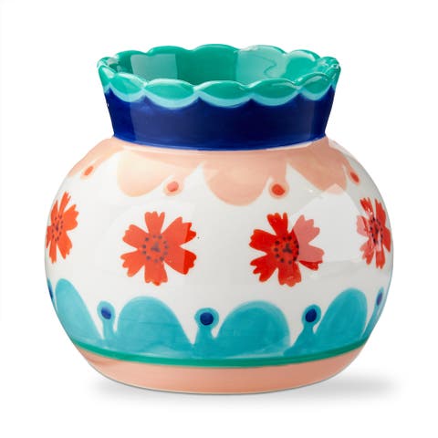 Eclectic Fun Squat Earthenware Vase Multi 5.06 x 5.06 x 5.65 in