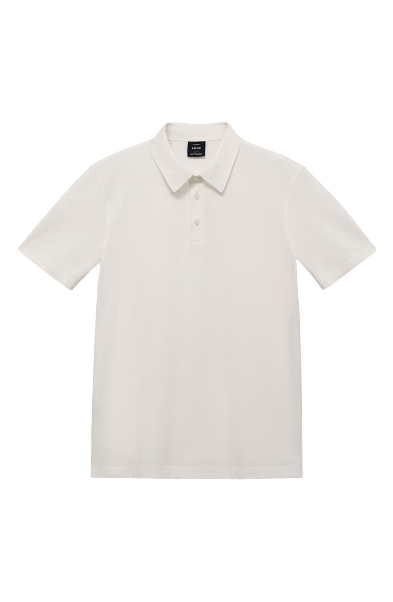 MANGO Solid Cotton Blend Piqué Polo, Alternate, color, Off White