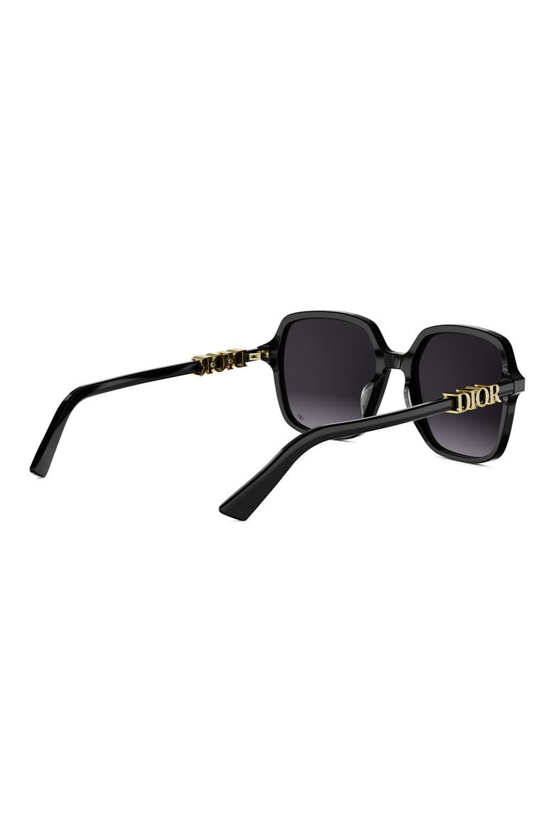 'DiorTreasure S1I 54mm Square Sunglasses, Alternate, color, SHINY BLACK / GRADIENT SMOKE