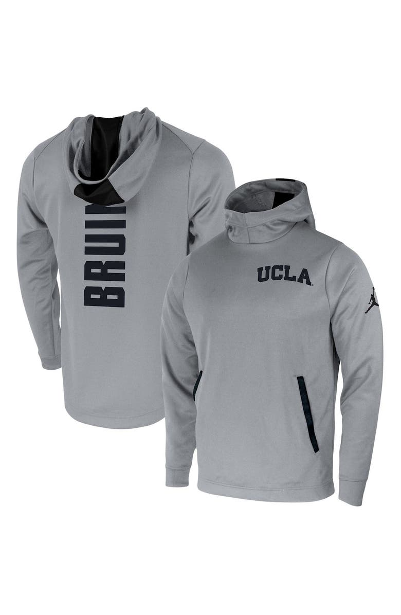 Nike Men's Jordan Brand Gray UCLA Bruins Two-Hit Performance Pullover Hoodie, Main, color, Gray
