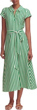 Boden Marcia Stripe Cap Sleeve Cotton Blend Jersey Shirtdress