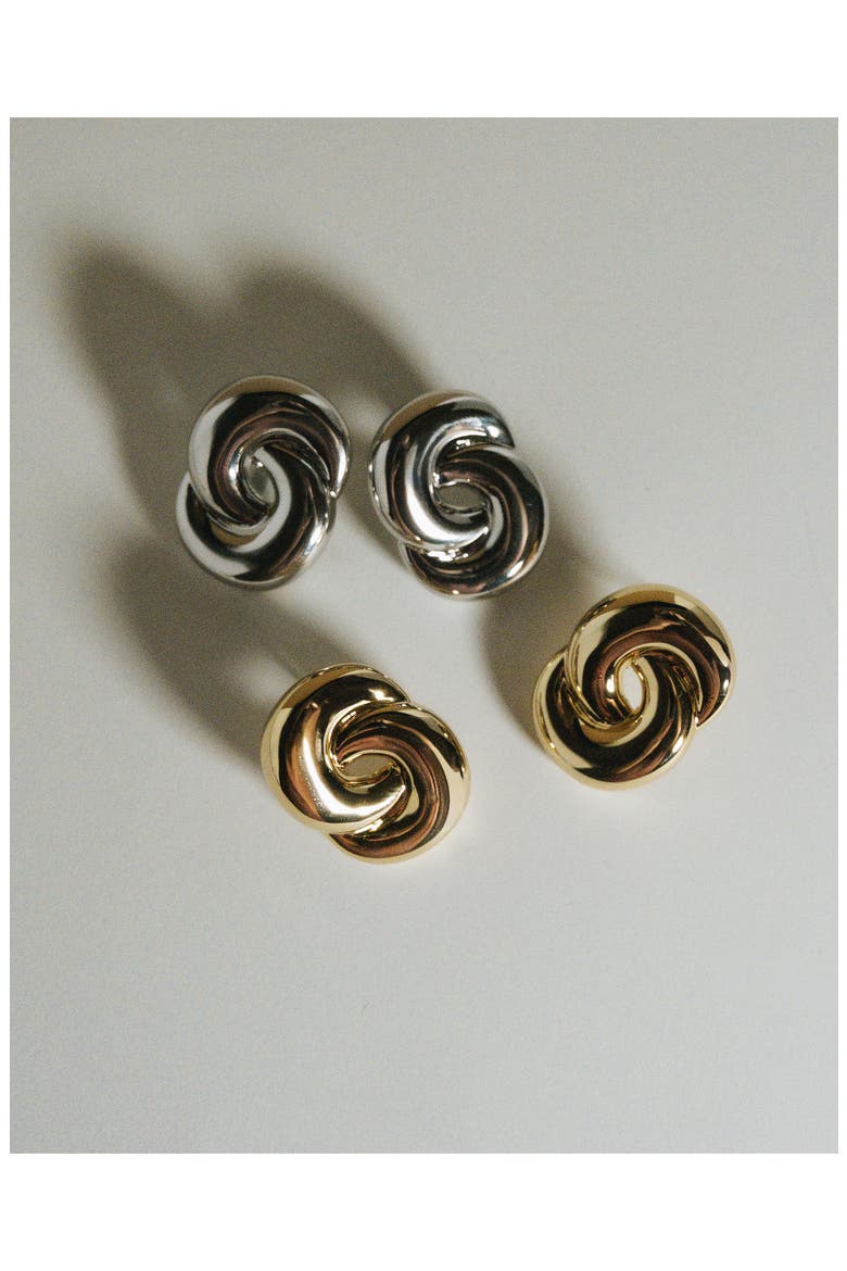 The Solstice Knot Stud Earrings, Alternate, color, GOLD