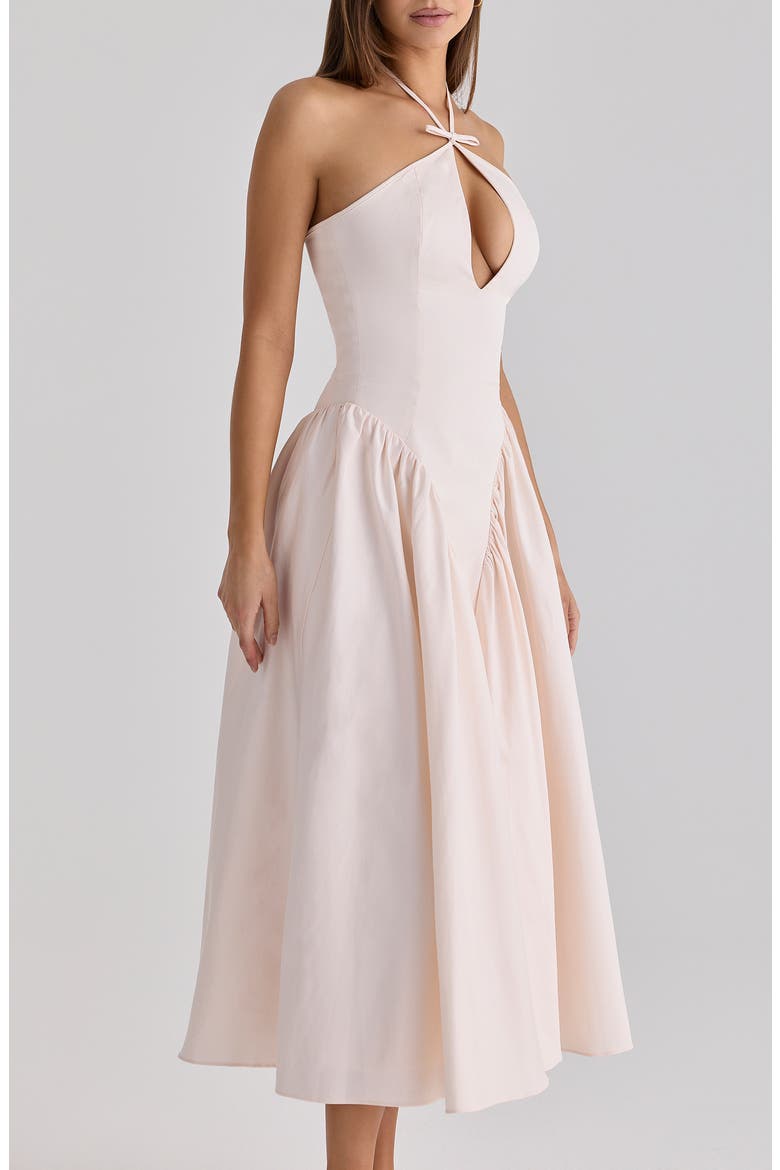 Lilli Keyhole Halter Fit & Flare Cocktail Dress, Alternate, color, BLUSH