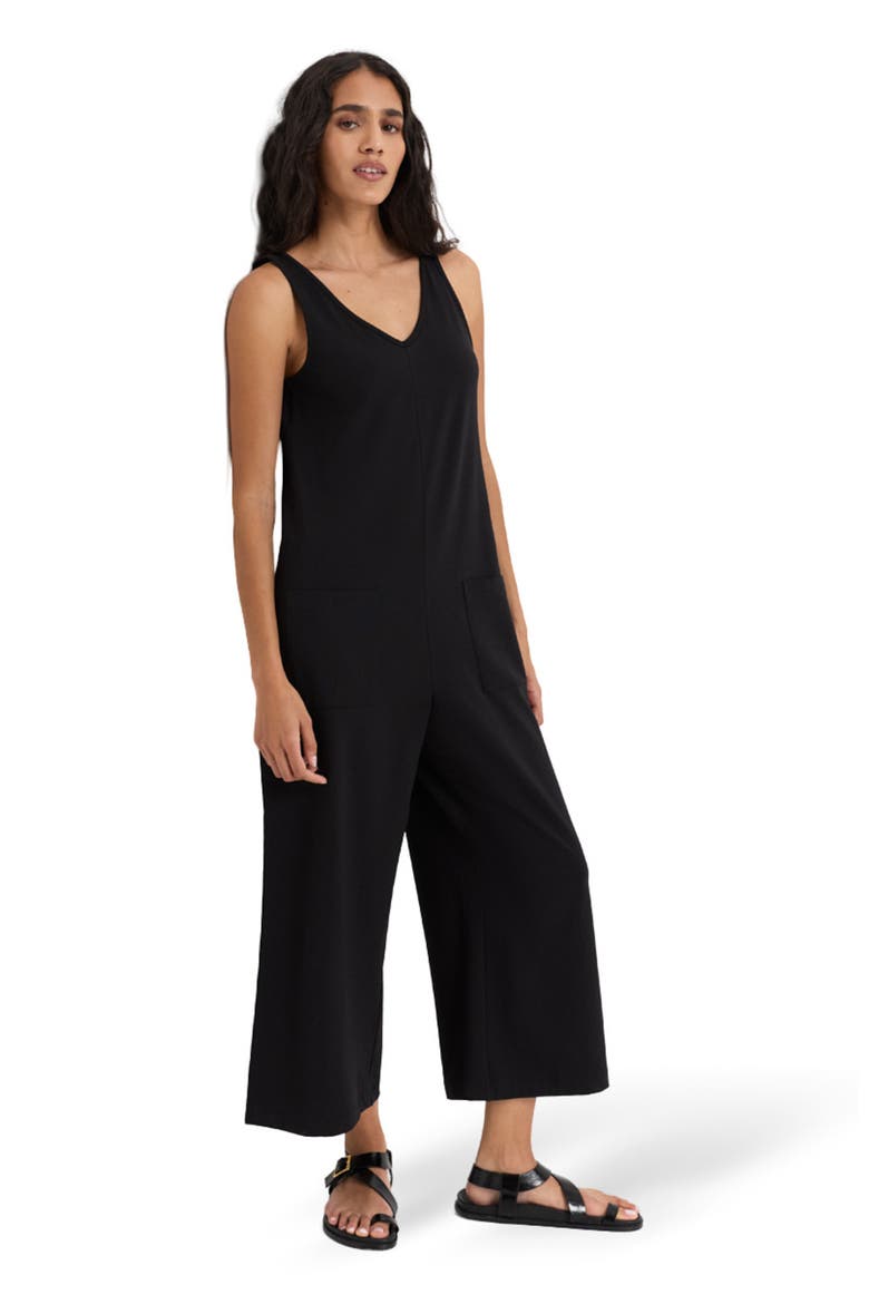 Luxe Essential Organic Cotton Cropped Jumpsuit, Alternate, color, Black