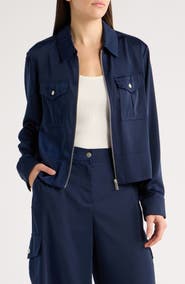 Bernardo Satin Zip Up Jacket