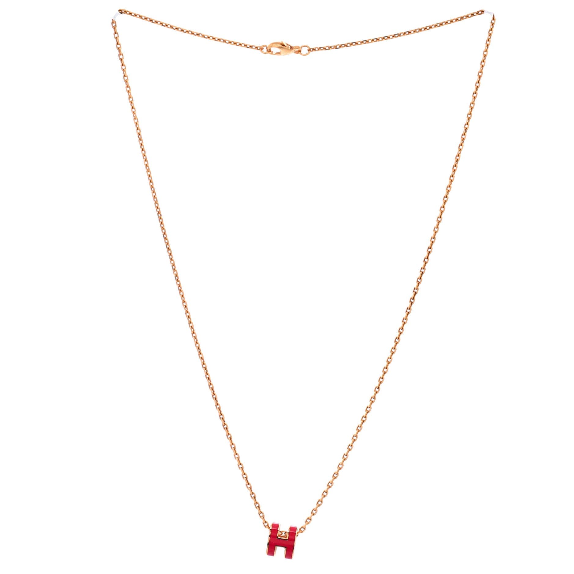 Pop H Pendant Chain Necklace Metal and Enamel Mini, Alternate, color, Pink