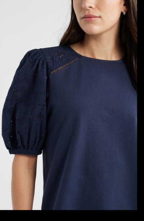 Caslonr Caslon(r) Eyelet Embroidered Puff Sleeve Top