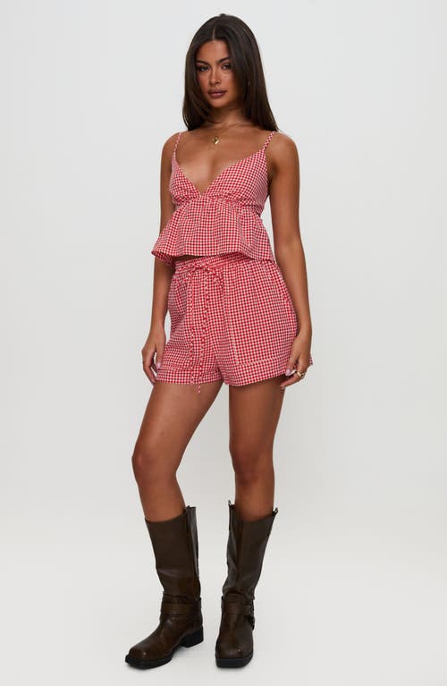 Princess Polly Lillie Gingham Camisole & Shorts Set In Red
