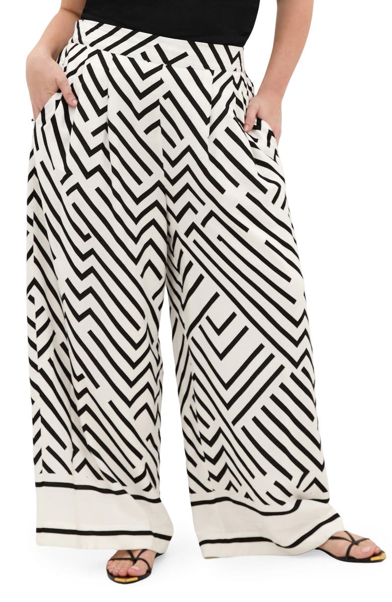 City Chic Linear Wide Leg Pants, Main, color, 
