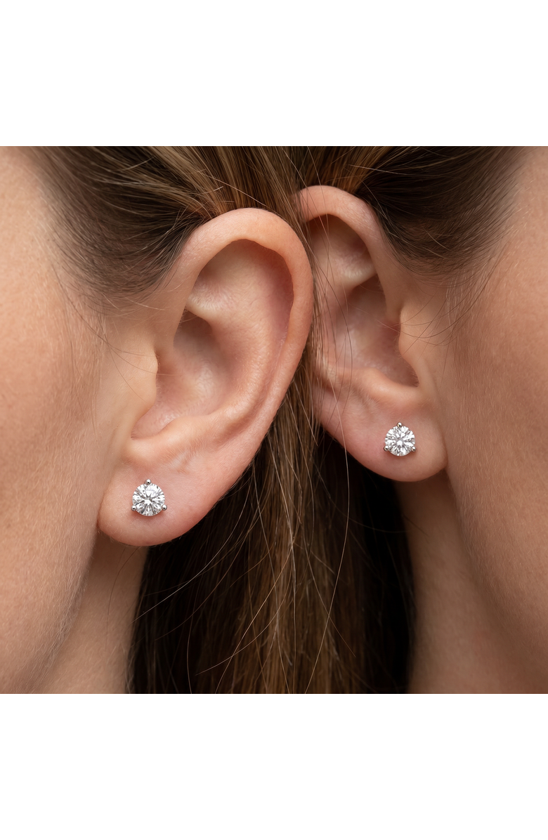 Bliss Diamond 1.50Ct TW Round Diamond Martini Studs 3-Prong 14k Gold Lab Grown, Alternate, color, 14K White Gold