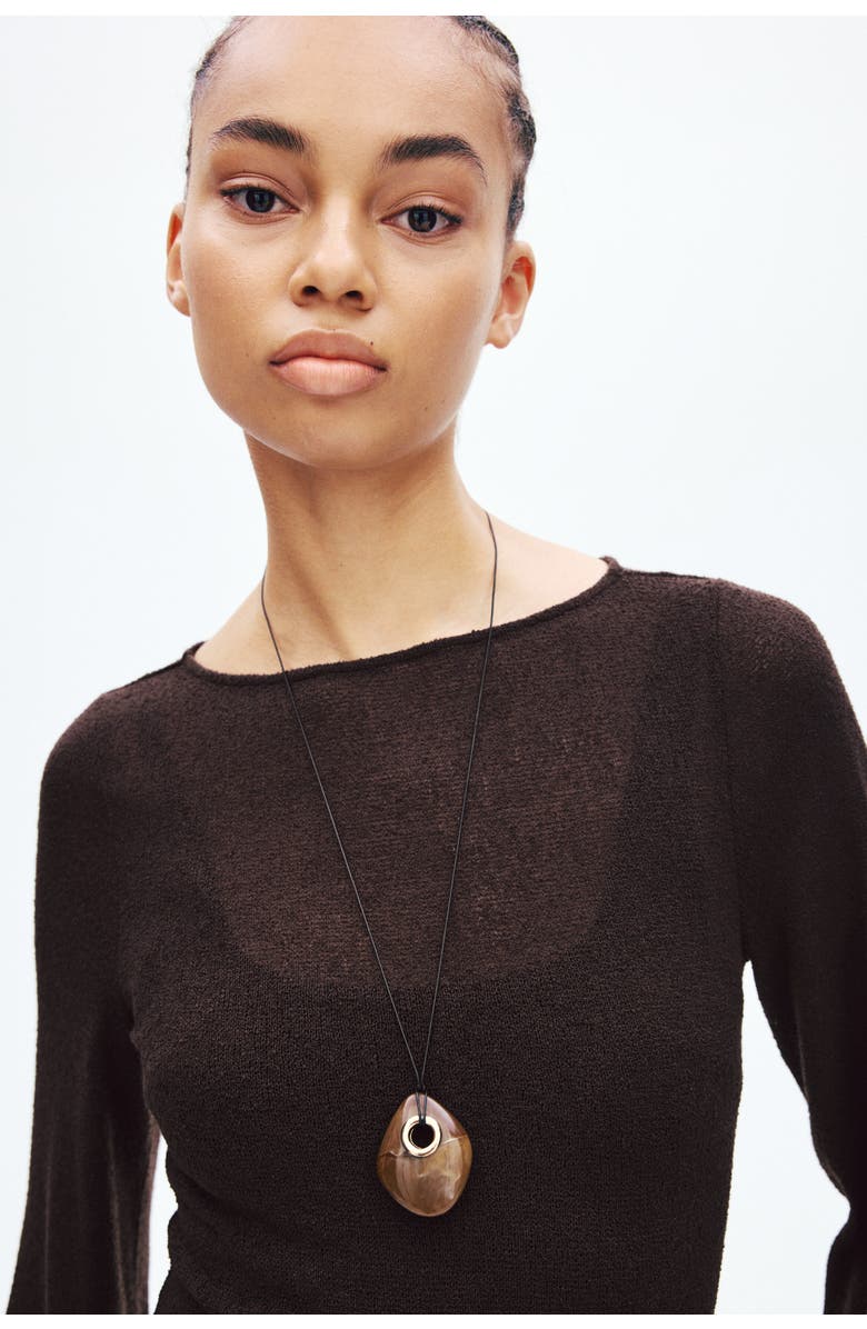 H&M Tie-detail dress, Alternate, color, Dark Brown