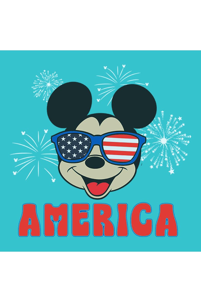 Girl's Mickey & Friends American Sunglasses and Fireworks  Graphic T-Shirt, Alternate, color, Tahiti Blue