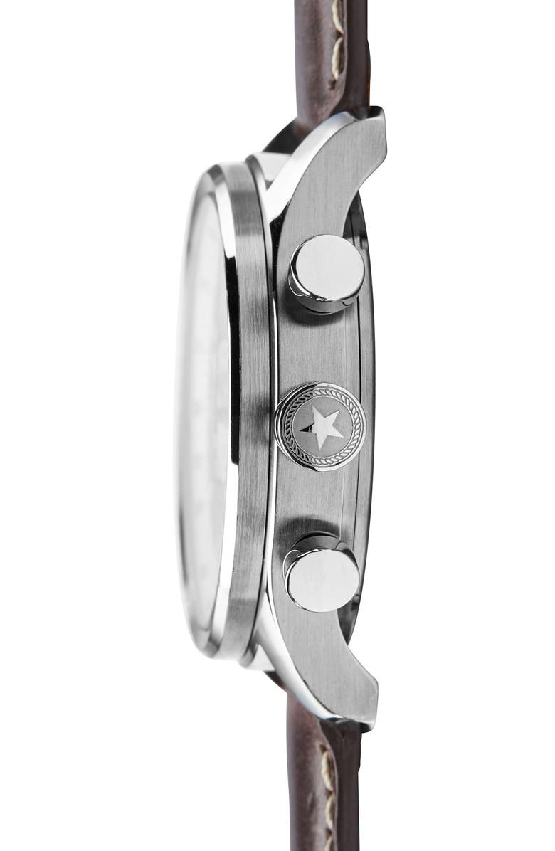 Jack Mason Nautical Chronograph Leather Strap Watch, 42mm, Alternate, color, 