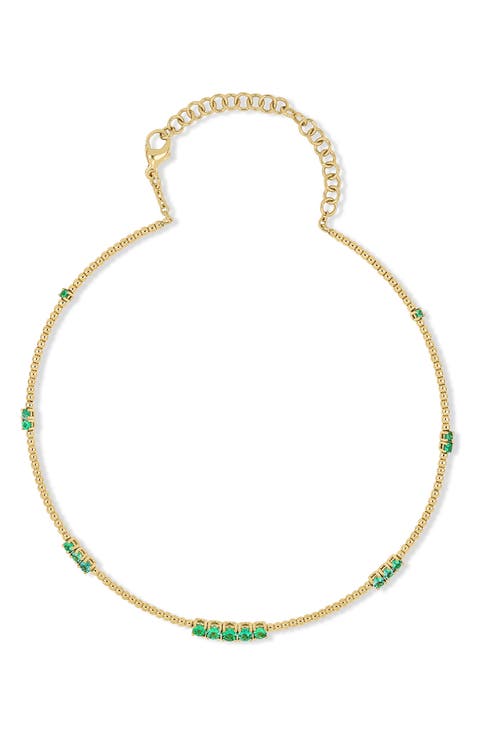18K Gold El Mar Emerald Choker Necklace