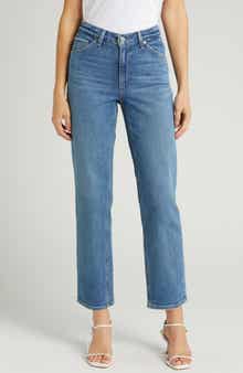 PAIGE Sarah High Waist Ankle Straight Leg Jeans