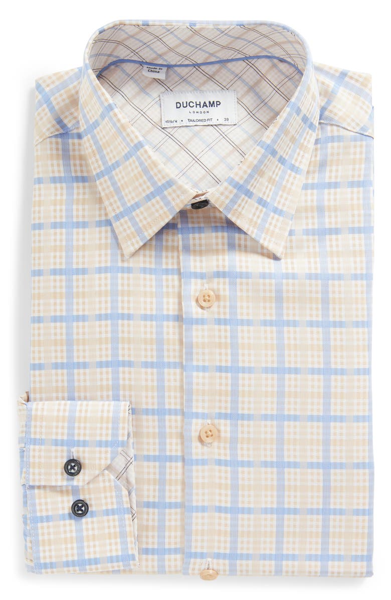 Duchamp Men's Tailored Fit Plaid Dress Shirt, Alternate, color, 
