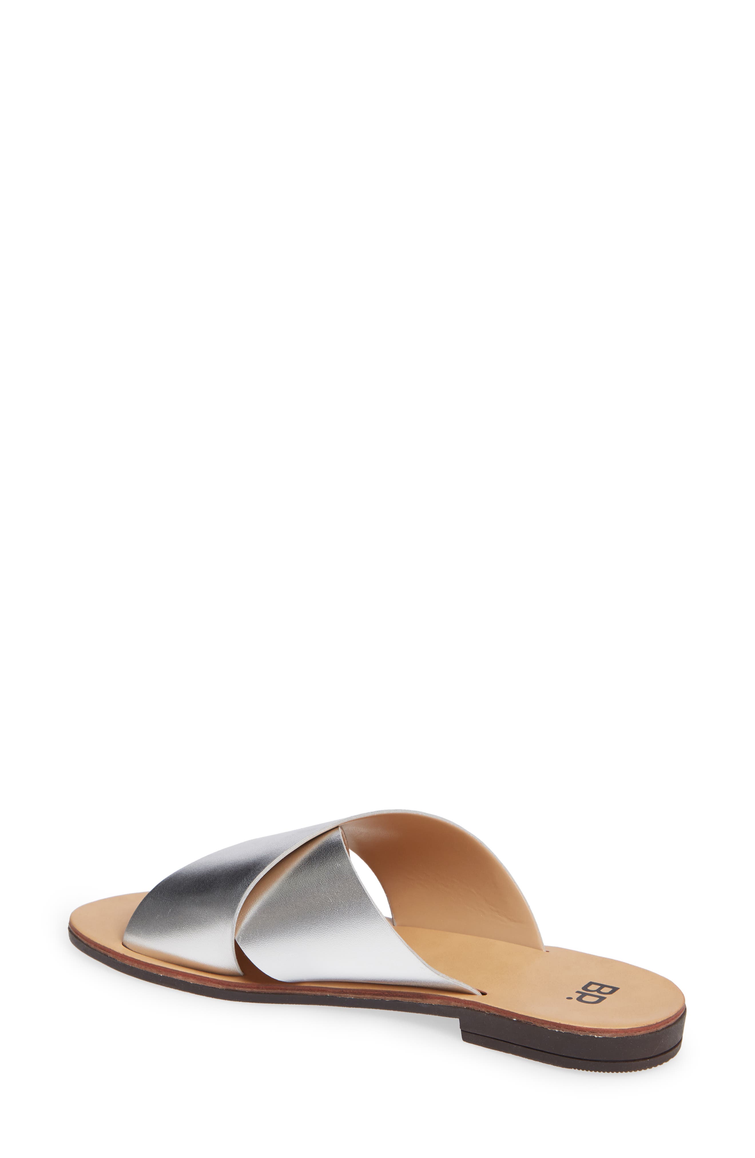 Twist Cross Strap Sandal, Alternate, color, SILVER FAUX LEATHER