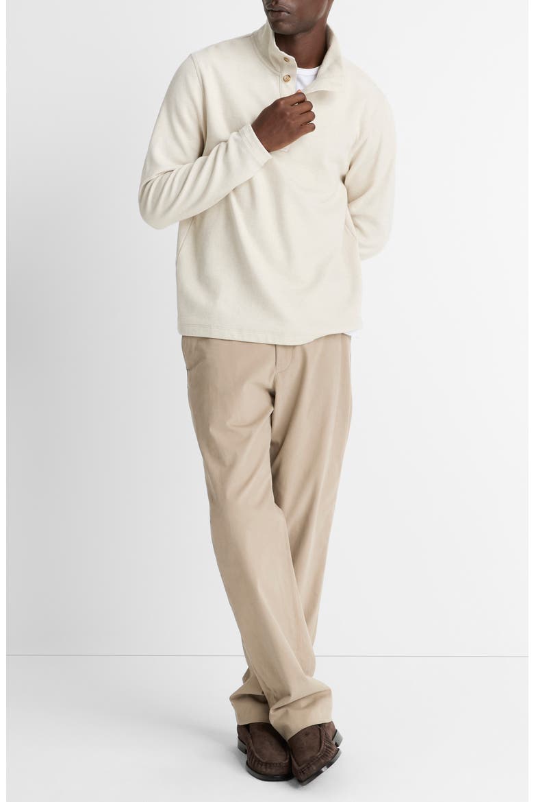 Long Sleeve Stand Collar Cotton Henley, Alternate, color, BONE