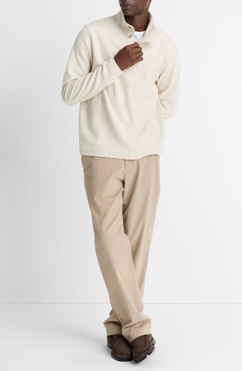 Vince Long Sleeve Stand Collar Cotton Henley, Alternate, color, Bone