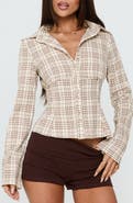 Princess Polly Cottesloe Plaid Cotton Button-Up Shirt