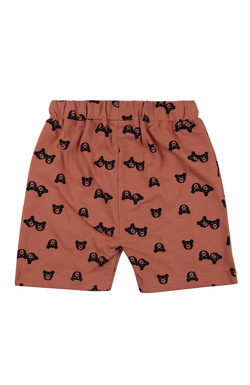 Turtledove London Kids Organic Cotton Bear Print Shorts In Burgundy