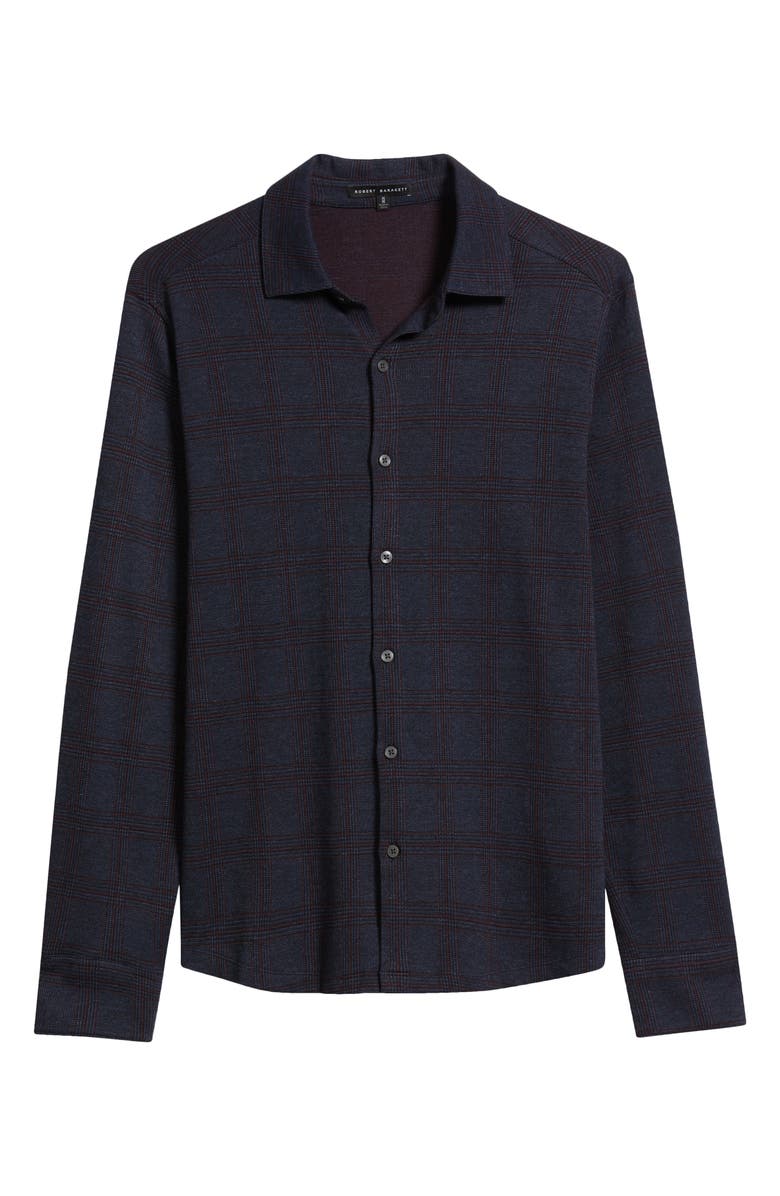 Robert Barakett Darlog Glen Plaid Knit Button-Up Shirt, Alternate, color, Navy