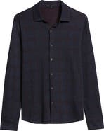 Robert Barakett Darlog Glen Plaid Knit Button-Up Shirt