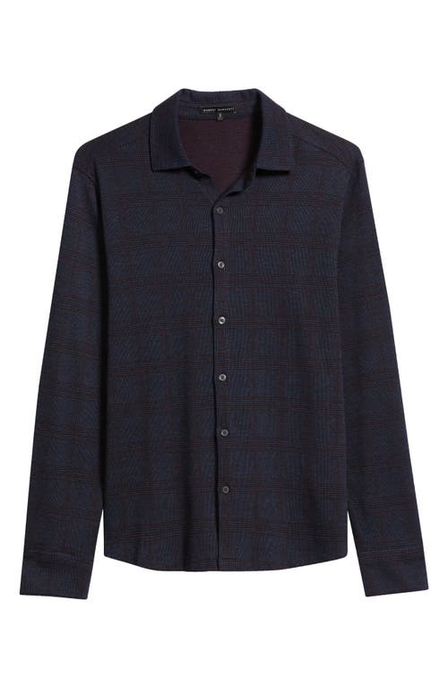 Robert Barakett Darlog Glen Plaid Knit Button-up Shirt In Blue