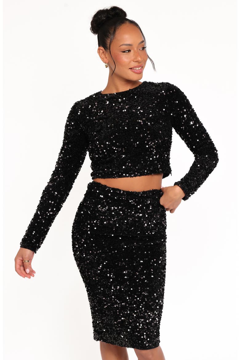 Leilani Sequin Midi Skirt, Alternate, color, BLACK