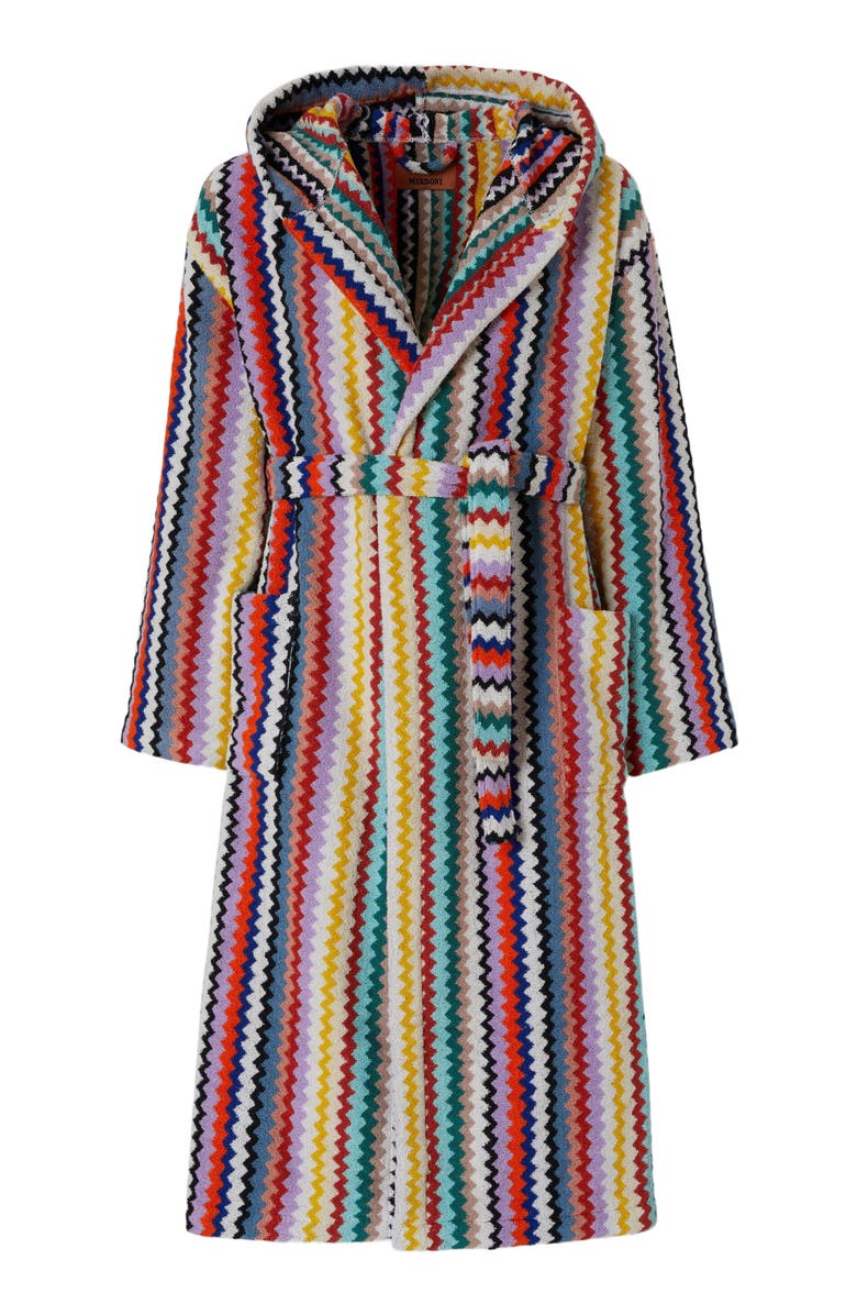 Missoni Home Riverbero Bathrobe In Cotton Terry With Zigzag Pattern, Alternate, color, Multicoloured