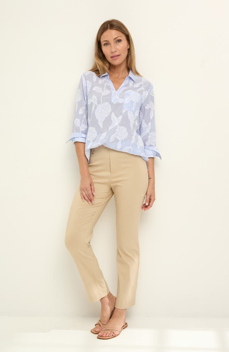 NIC+ZOE Sky Stripe Jacquard Popover Top, Alternate, color, Blue Multi