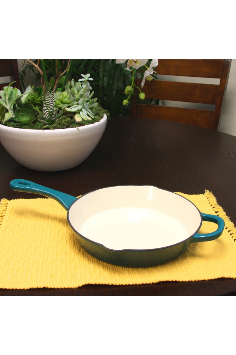 10 in. Round Enameled Cast Iron Skillet, Alternate, color, Blue