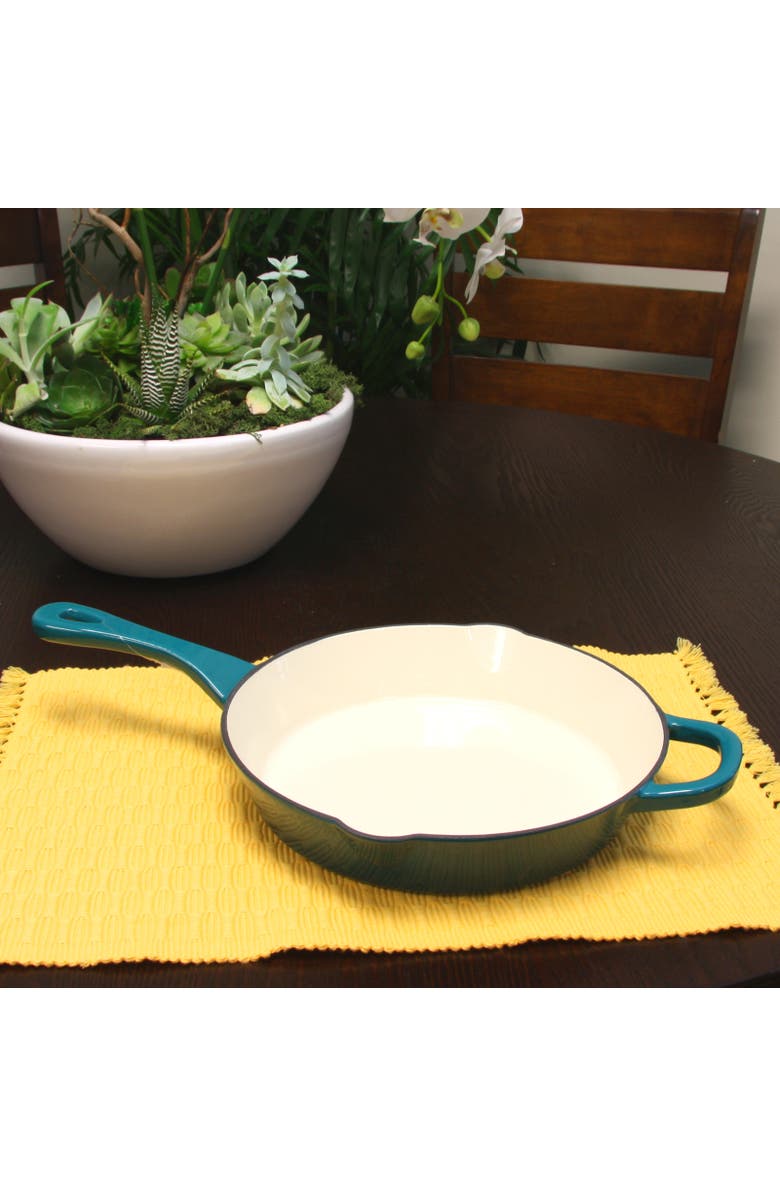 Crock-pot 10 in. Round Enameled Cast Iron Skillet, Alternate, color, Blue