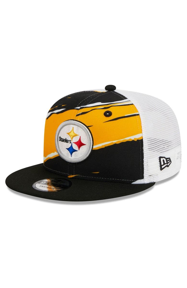 New Era Men's New Era Black Pittsburgh Steelers Tear Trucker 9FIFTY Snapback Hat, Main, color,