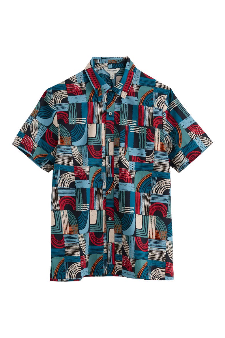 Godrev Print Organic Cotton Shirt, Alternate, color, DRAWN SHAPES SKETCH INKWELL