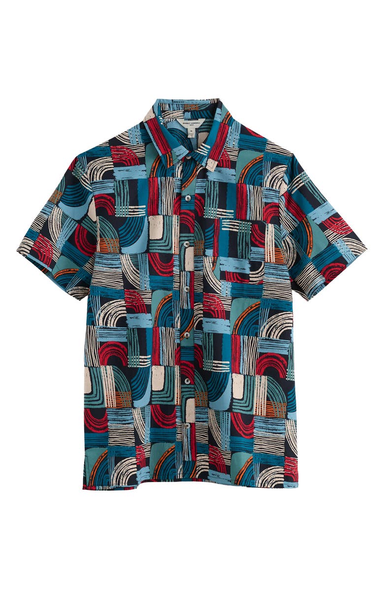 Seasalt Cornwall Godrev Print Organic Cotton Shirt, Alternate, color, Drawn Shapes Sketch Inkwell