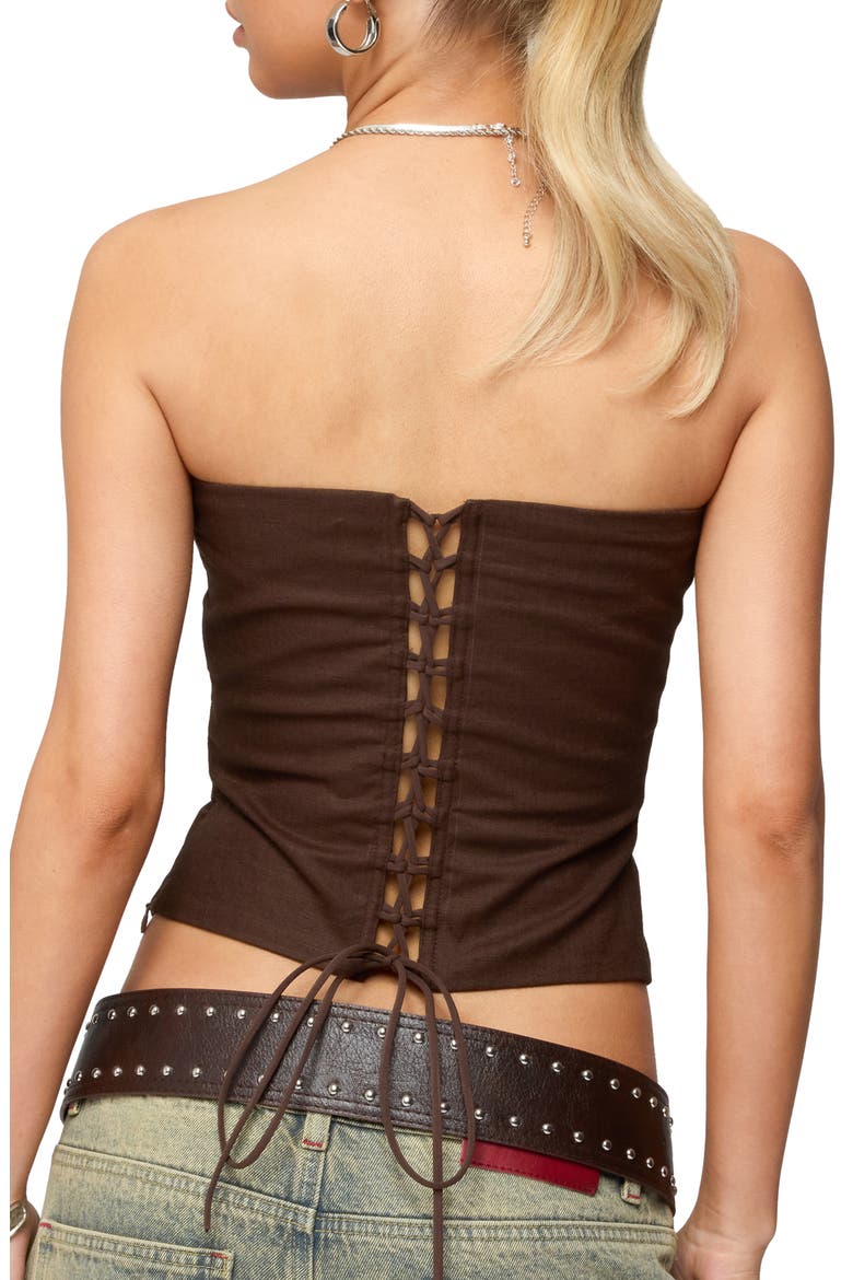 Hadar Strapless Cotton Corset Top, Alternate, color, BROWN