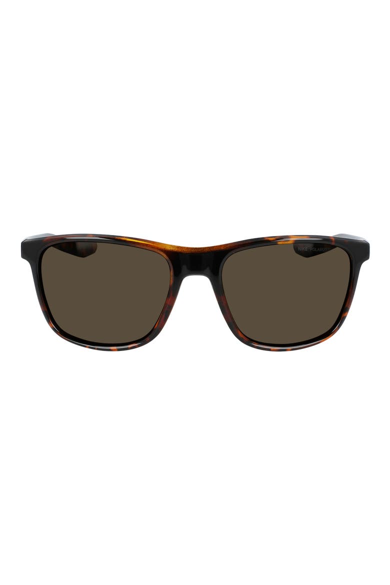 Essential Endeavor 57mm Polarized Square Sunglasses, Main, color, BROWN