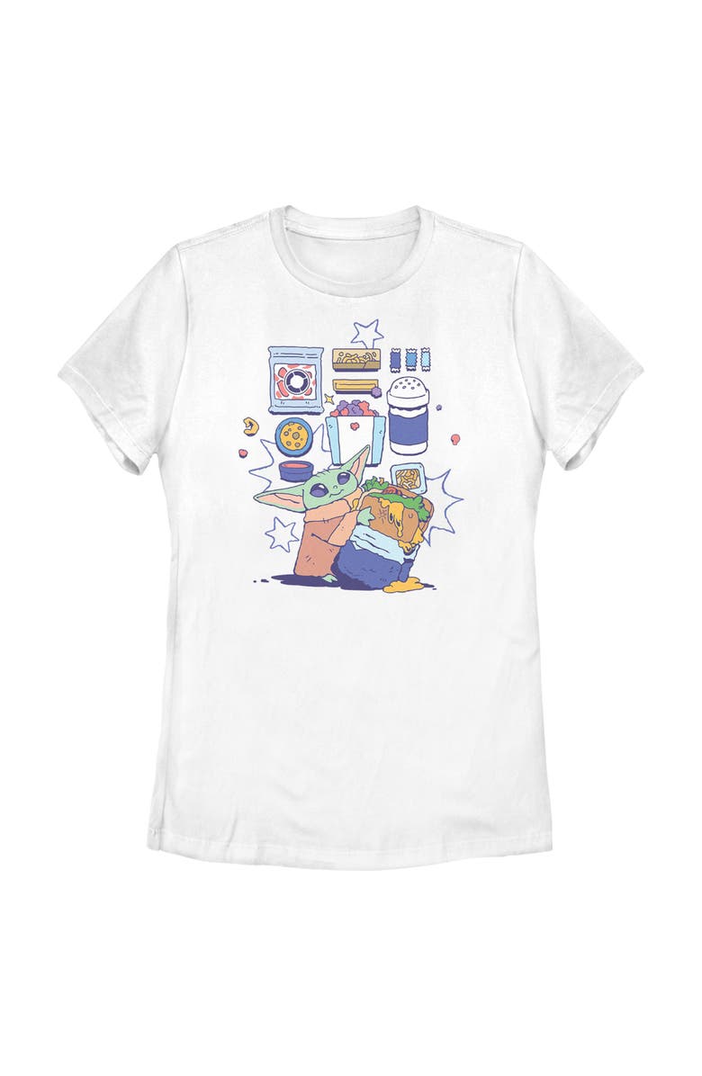 Star Wars: The Mandalorian and Grogu Women's Star Wars The Mandalorian and Grogu The Child Enjoy Your Meal  Graphic T-Shirt, Main, color, White