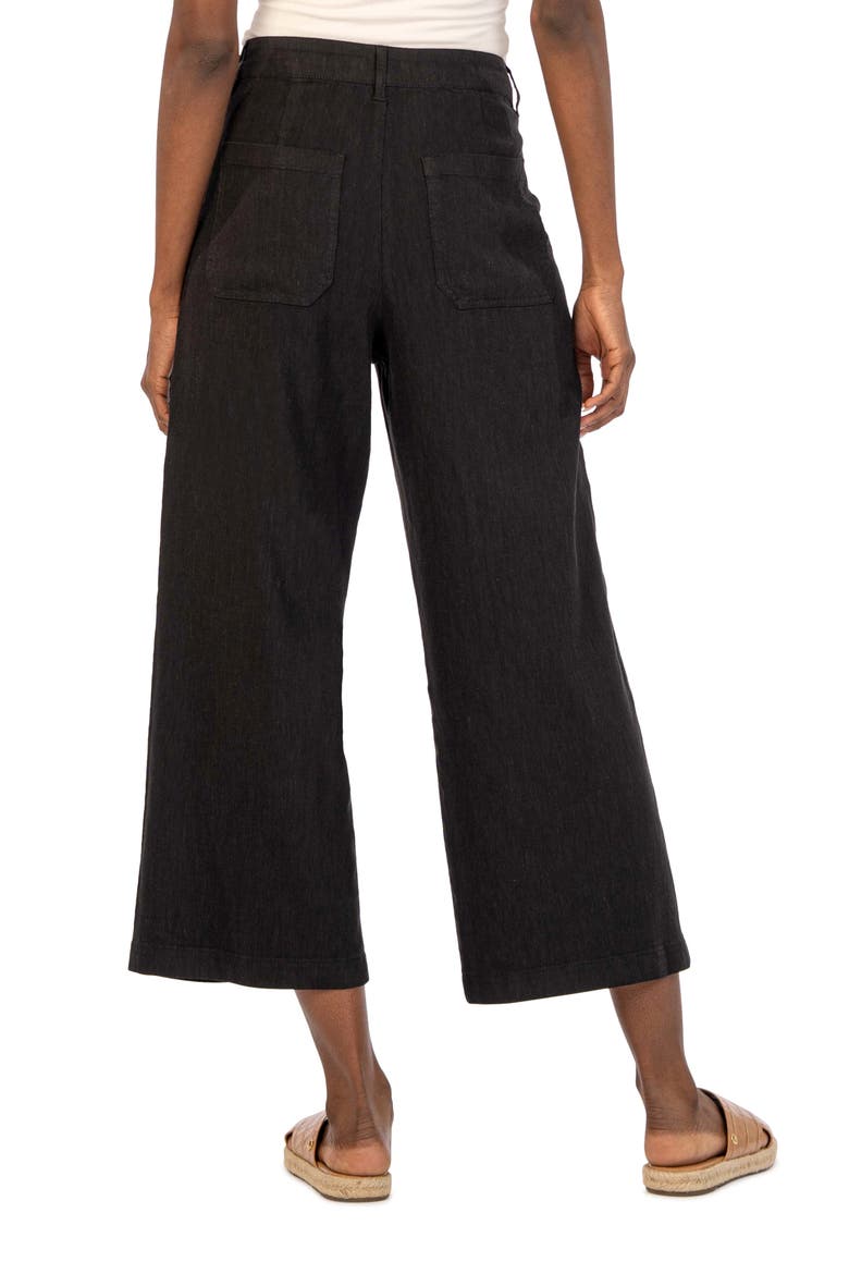 Topaz High Waist Crop Wide Leg Linen Blend Pants, Alternate, color, BLACK JM