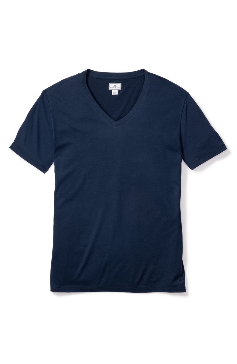 Petite Plume Pima Cotton V-Neck Sleep T-Shirt, Alternate, color, Navy