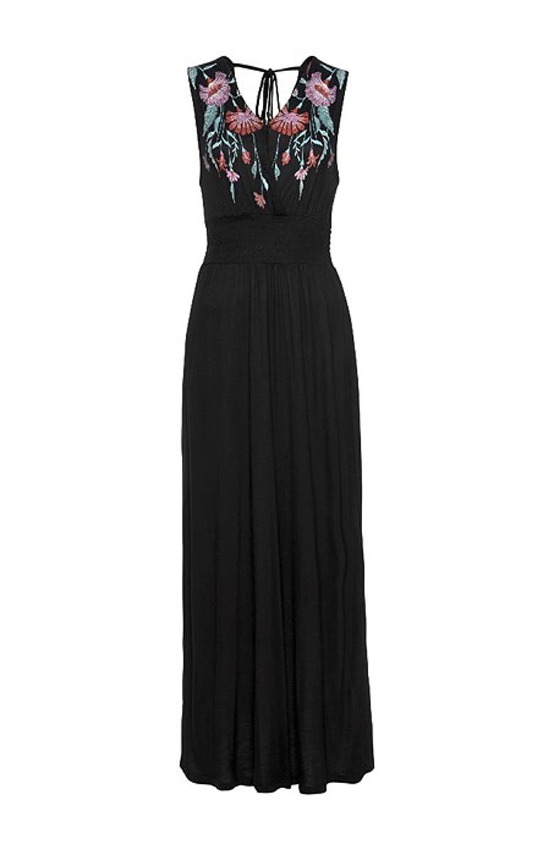 LASCANA Women's V-Neck Maxi Dress, Alternate, color, Black