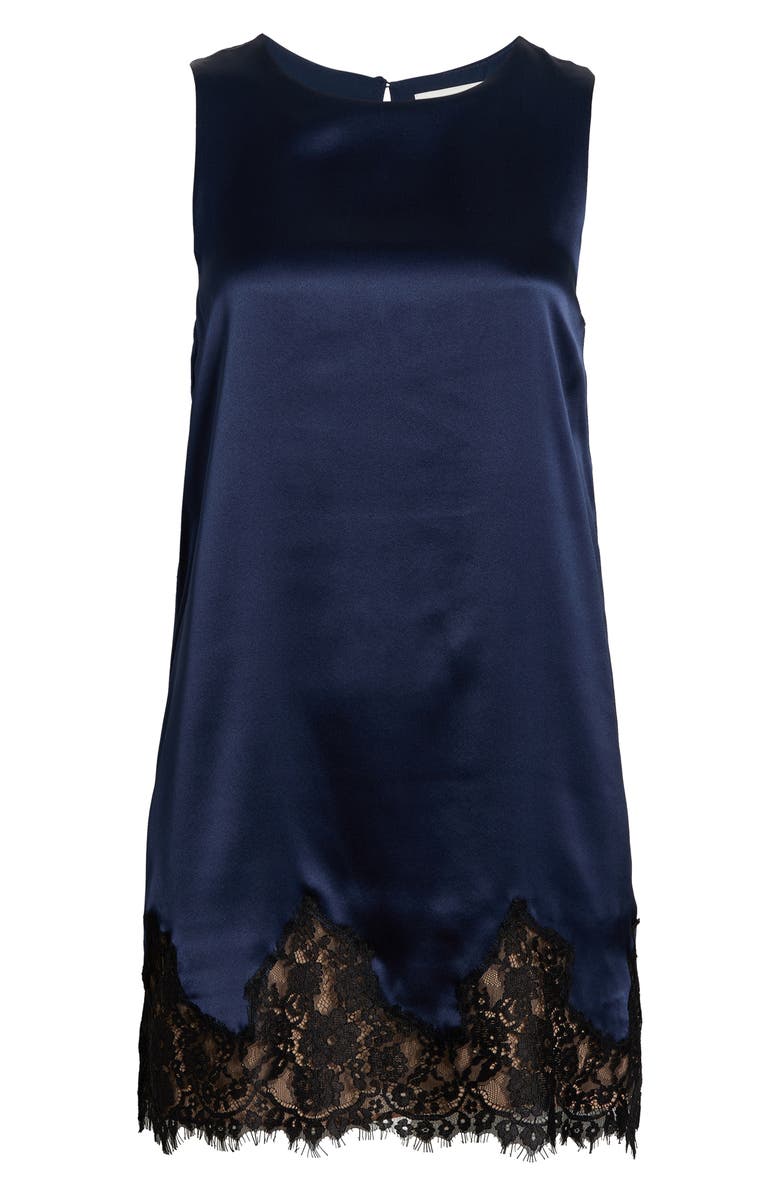Reformation Jessalyn Sleeveless Lace Silk Minidress, Alternate, color, Navy