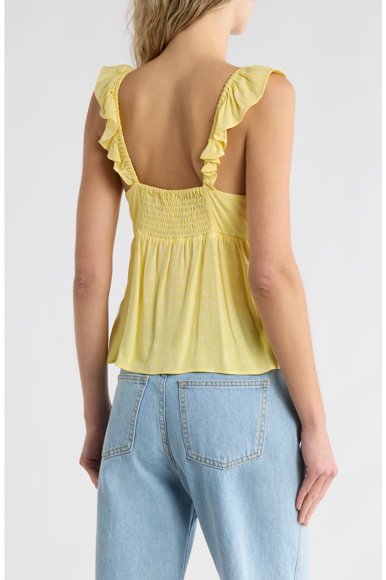 Flutter Sleeve Babydoll Tank Top, Alternate, color, YELLOW- IVORY BETTY DOT