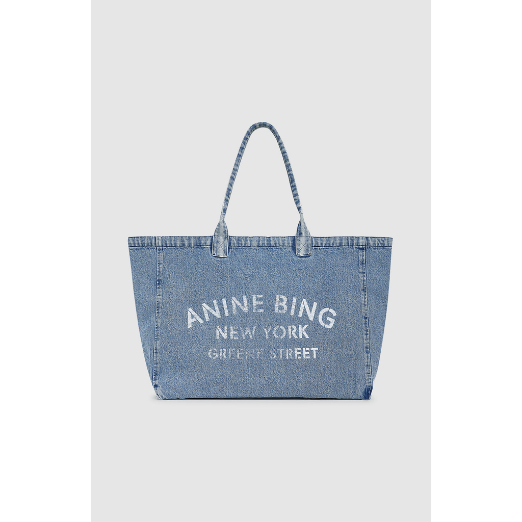 Anine Bing Leo Denim Tote In Blue