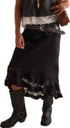 Free People Long Lost Lover Lace Detail Satin Slip Skirt