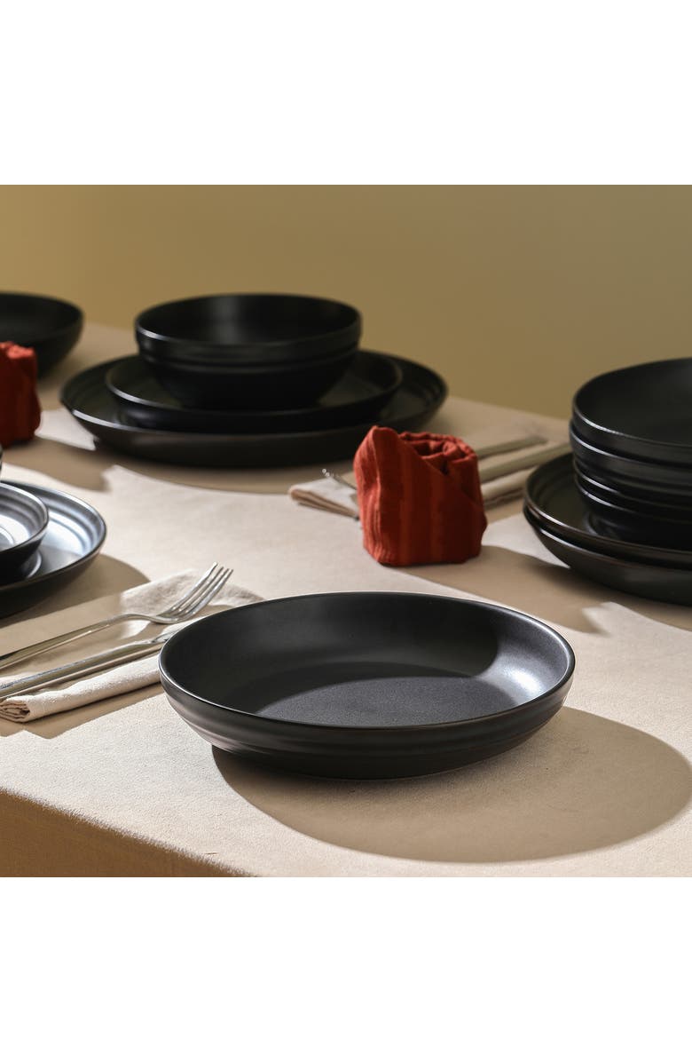 Stone Lain Elio Stoneware 4-Piece Pasta Bowl Set, Main, color, Black